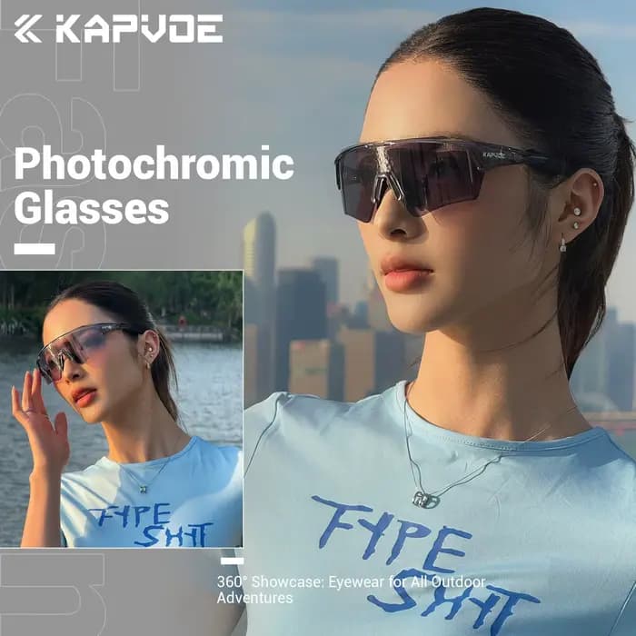 Kapvoe nouvelles lunettes de soleil de cyclisme photochromiques hommes femmes