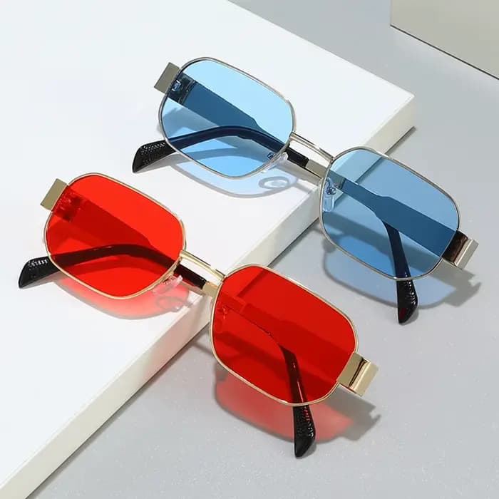 Buc& EI-Lunettes de soleil rétro à monture carrée en métal pour hommes et femmes