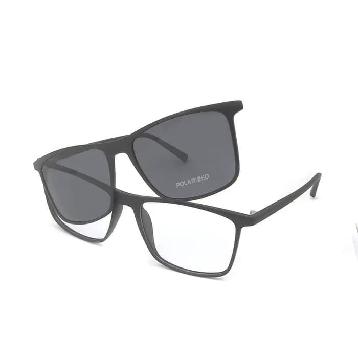 Lunettes carrées polarisées cadre aimant Clip-On