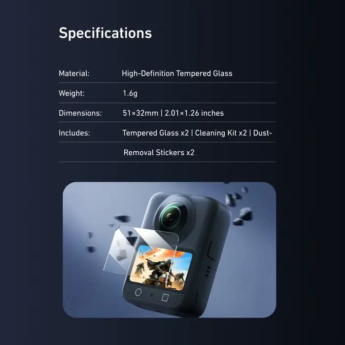 TELESIN protecteur d'écran en verre trempé pour DJI OSMO 360 Protection d'objectif Film de Protection HD pour accessoires DJI OSMO 360