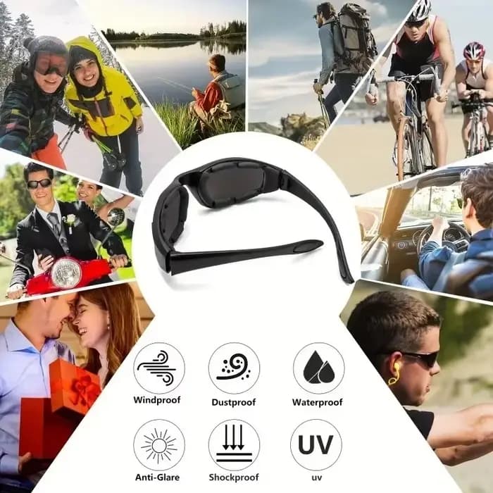 Lunettes de moto-lunettes tactiques anti-poussière UV400 pour la chasse