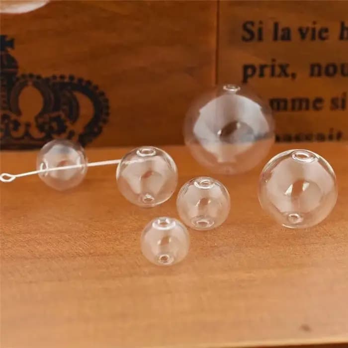 50X 6-40mm gros clair Double trou perles verre rond orbe perles en vrac verre rond Globe bulle orbe faisant des accessoires de bricolage