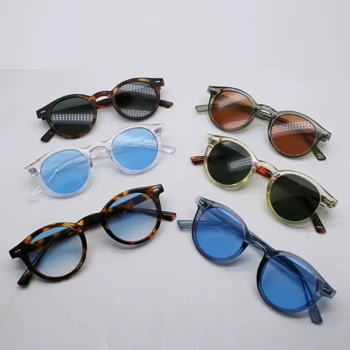 Vintage riz ongles ronds lunettes de soleil hommes femmes marque Hawksbill bleu nuances
