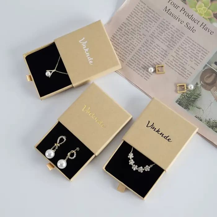 Tiroir en carton de vache avec Logo personnalisé, boîte d'emballage de bijoux, coffrets cadeaux, collier, boucle d'oreille, Bracelet, bague, mallette de rangement de bijoux de voyage