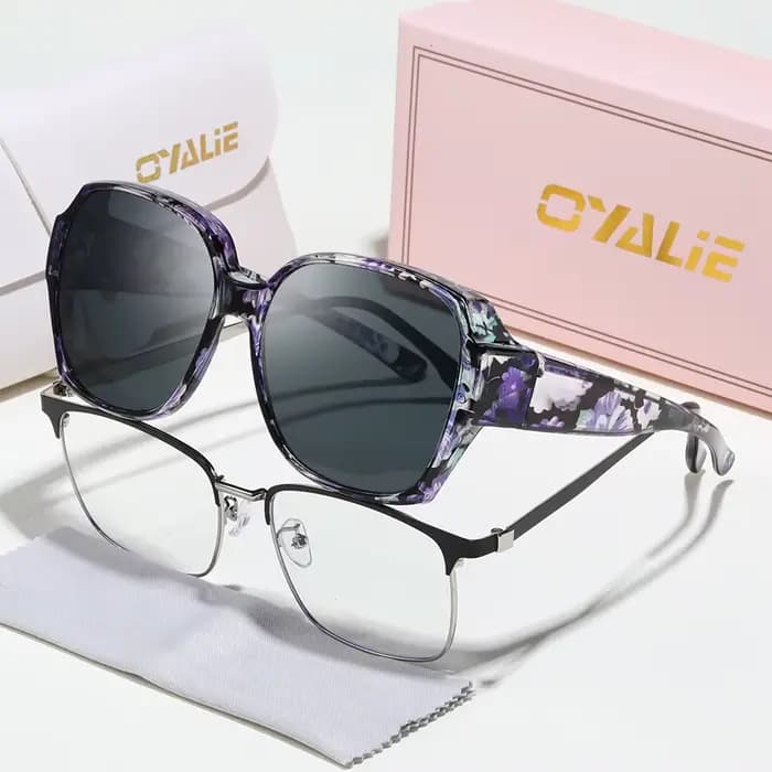 Lunettes de soleil Oyalie surdimensionnées à monture à motifs