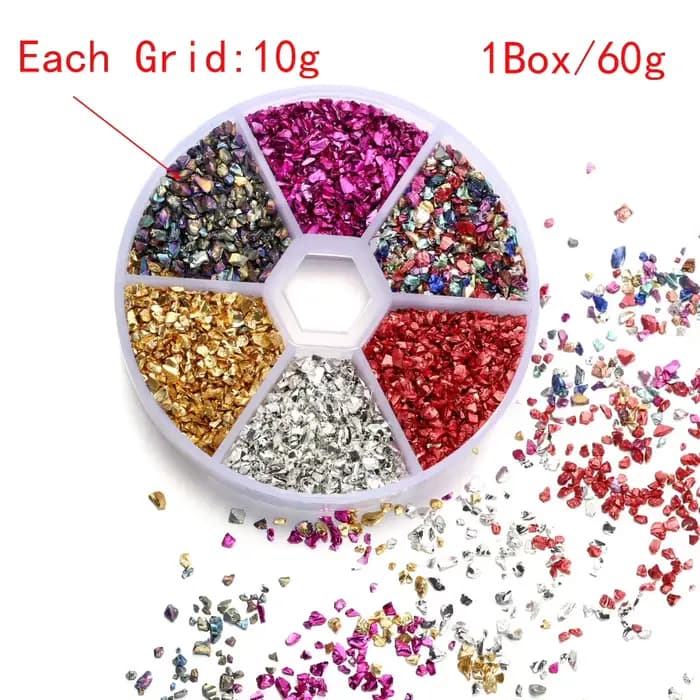 Pierres de verre concassées, remplissage de résine pour bricolage, moule en résine époxy, pierre cassée irrégulière, décoration Nail Art, fabrication de bijoux, 60 g/boîte