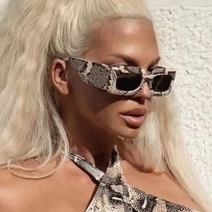 Lunettes De soleil carrées hommes femmes peau De serpent