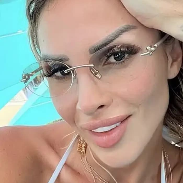 Nouvelles Lunettes de Soleil Rondes Beige Sans Monture 2026 pour Femme