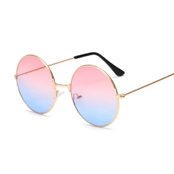 Femmes mâle petit cadre en métal coloré océan miroir rétro classique rond lunettes de soleil