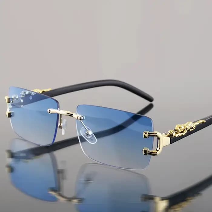 Lunettes de soleil rectangulaires sans monture pour hommes et femmes