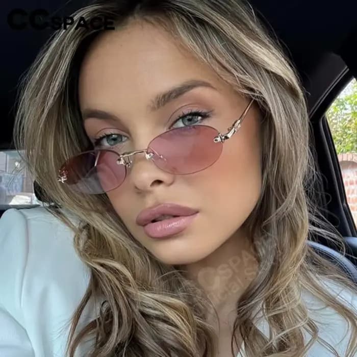 2025 nouvelles lunettes de soleil ovales sans cadre lettre M marques de Luxe