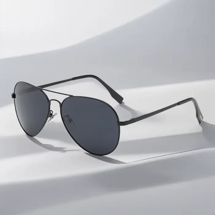 Classique grand pilote lunettes de soleil polarisées hommes de luxe en métal noir Aviation