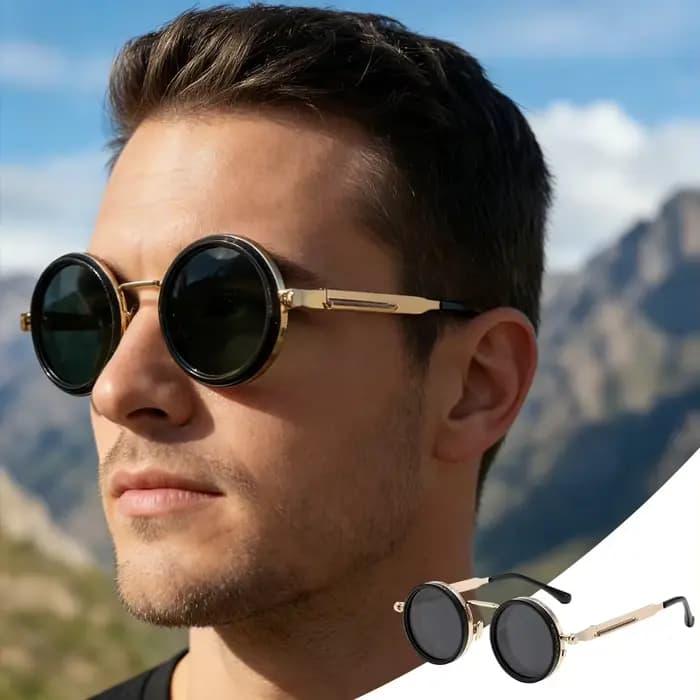 Lunettes de soleil polarisées rondes à 9 niveaux de luminosité réglable pour hommes et femmes