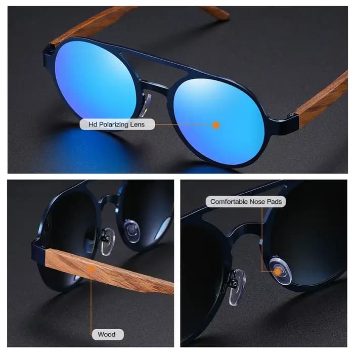 Lunettes de soleil classiques en bois et bambou