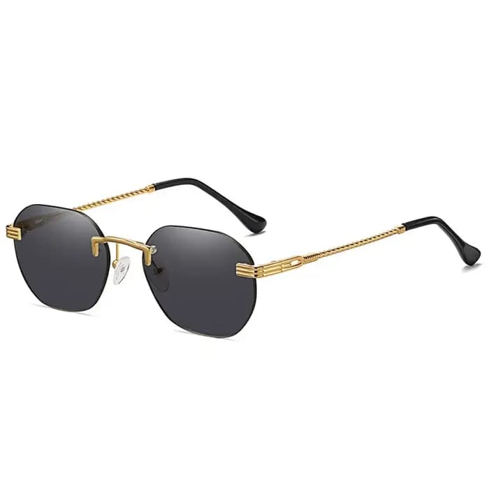 Lunettes de soleil marron sans cadre en métal doré pour femmes