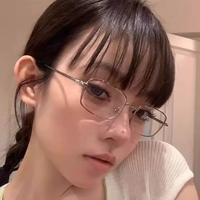 Y2K argent Vintage métal cadre étroit petites lunettes carrées mode Harajuku
