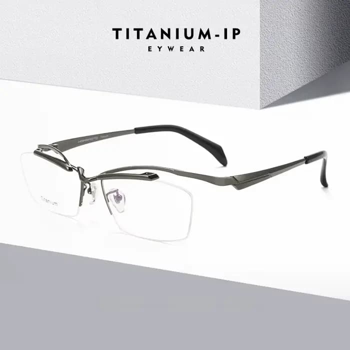 Nouveau créatif flottant demi-jante concepteur montures de lunettes hommes d'affaires de haute qualité pur titane