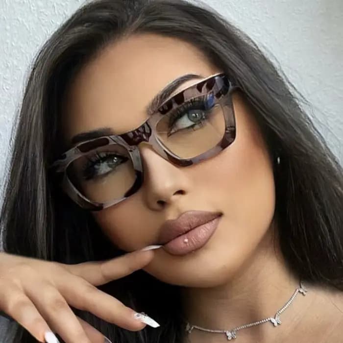 Carré femmes lunettes cadre Sexy fleur Anti lumière bleue optique ordinateur clair lentille