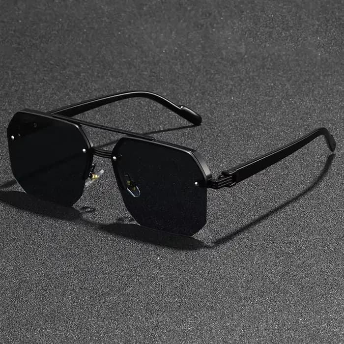 Lunettes de soleil classiques noires à grandes nuances carrées pour femmes et hommes