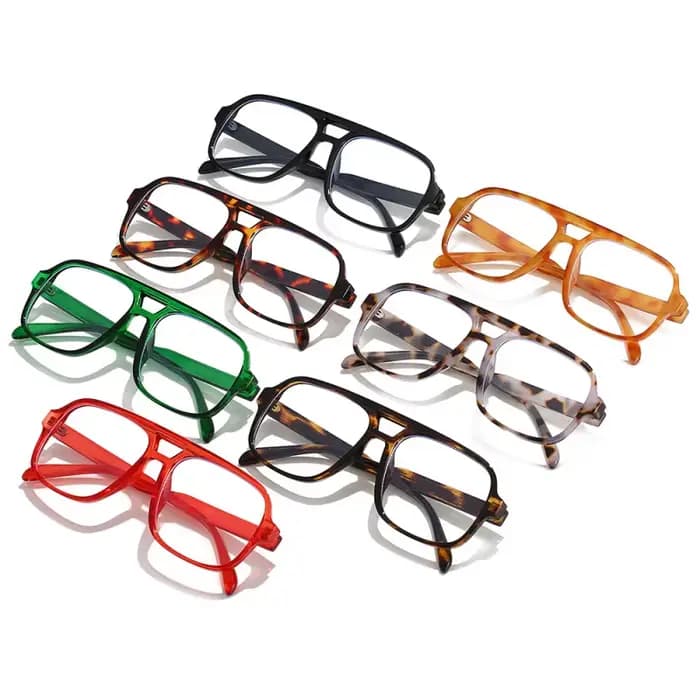 Lunettes de soleil aviateur à double faisceau à grande monture à la mode