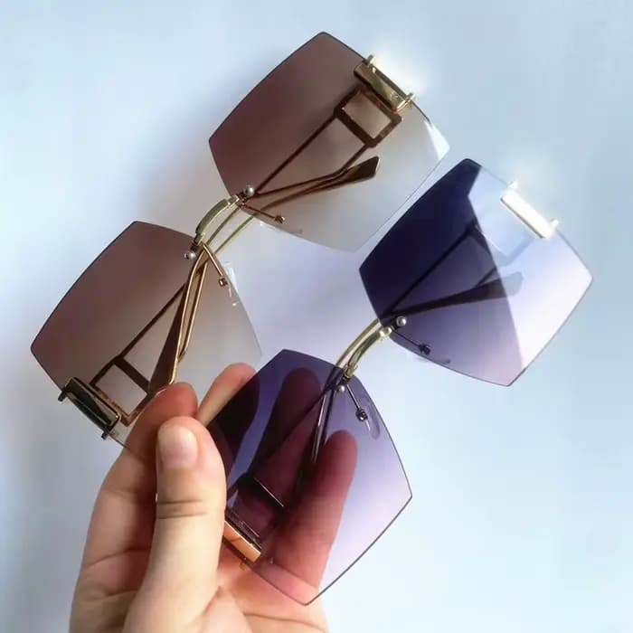 Nouvelles Lunettes de Soleil Femme Sans Monture Carrées Anti-UV