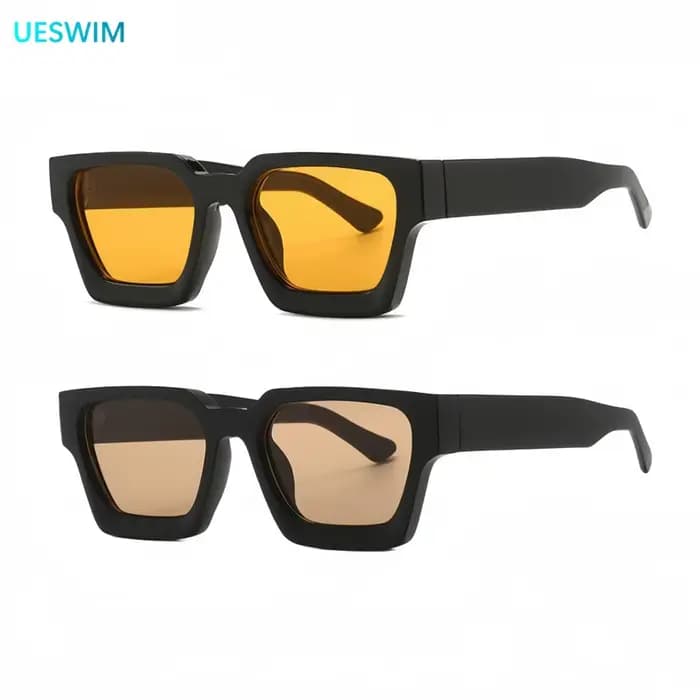Lunettes de soleil carrées rétro Orange pour femmes et hommes