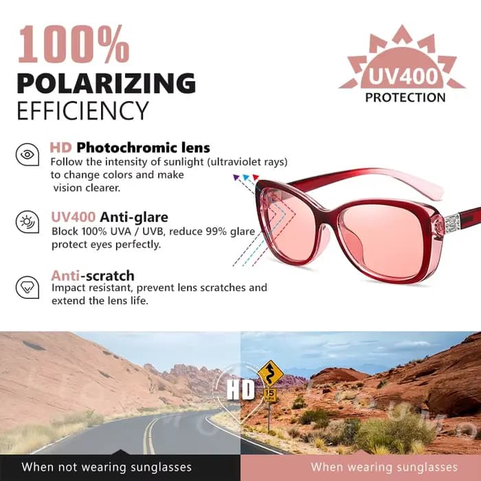 LIOUMO – lunettes de soleil polarisées photochromiques pour femmes