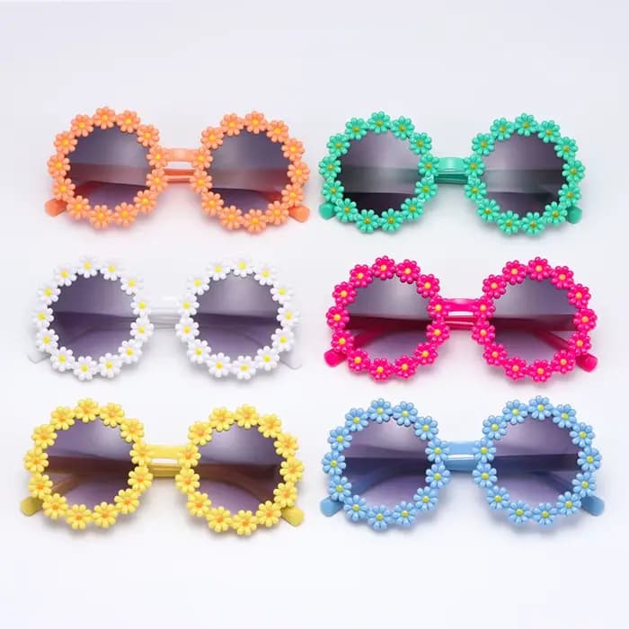 Lunettes de soleil rondes à fleurs pour enfants