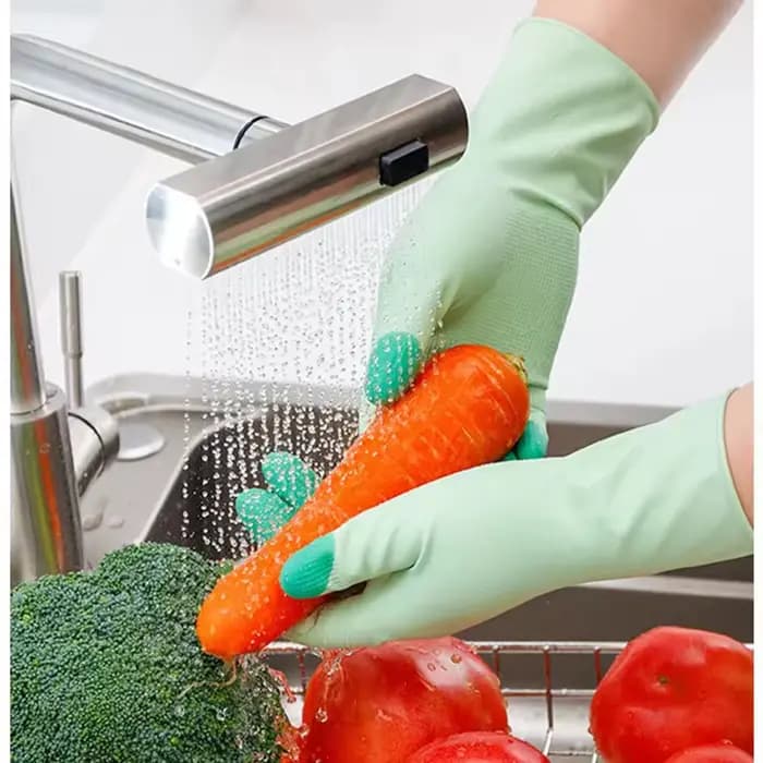 Gants de nettoyage de vaisselle en Silicone, fournitures de cuisine antidérapantes, pratiques et longs gants de vaisselle réutilisables et durables pour la maison