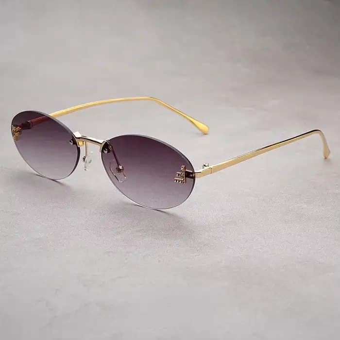 Lunettes de soleil ovales sans bords pour femmes