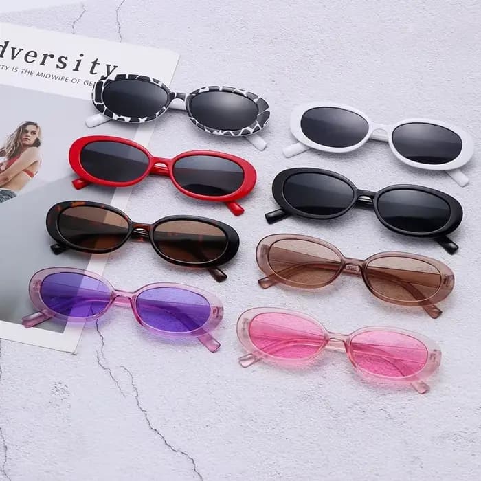 Lunettes de soleil ovales rétro roses pour femmes