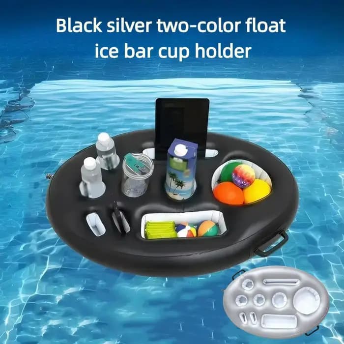 Table de piscine gonflable flottante avec porte-boissons et plateau réfrigérant pour l'été – Accessoire de piscine et de plage