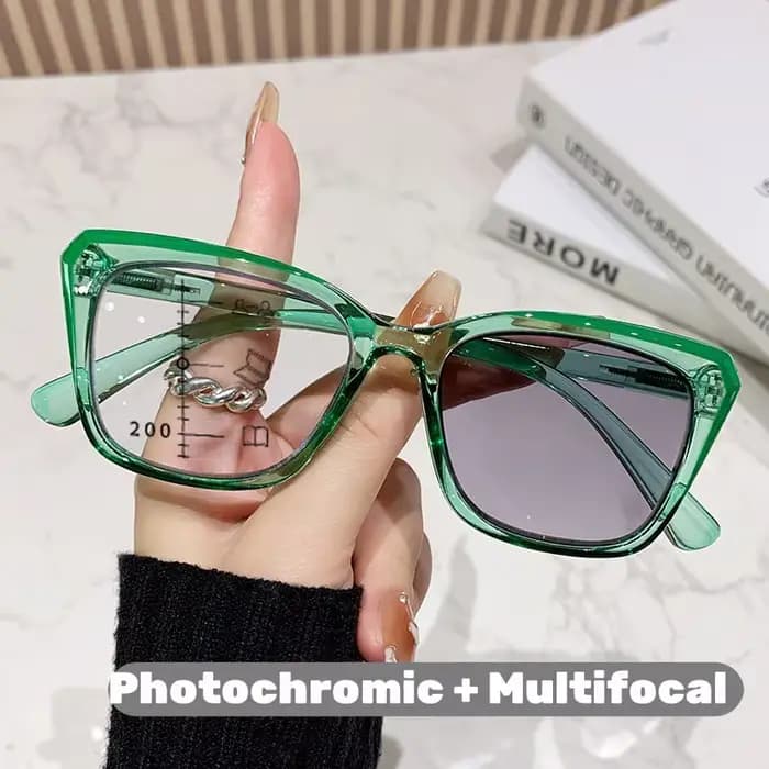 Lunettes de lecture multifocales photochromiques à monture transparente pour femmes et hommes