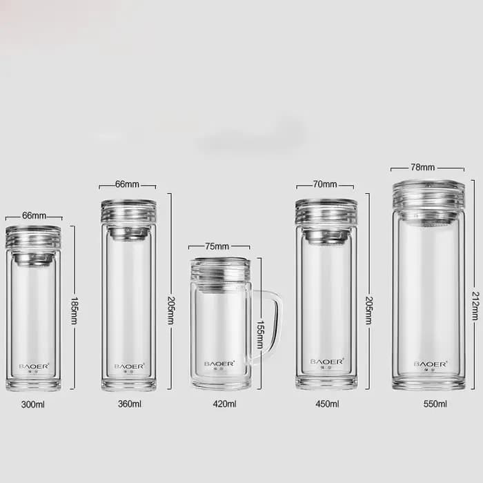 Verre isolant pour hommes et femmes, résistant à la chaleur, Double épaississement, Portable, Transparent, grande capacité, tasse à eau, filtre à bulles