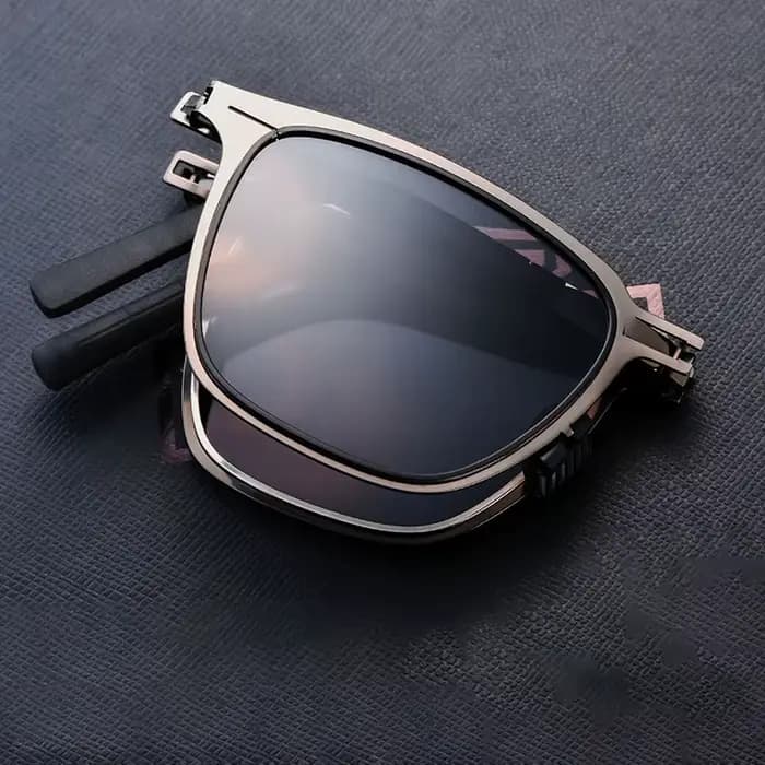 Lunettes de soleil carrées pliantes en acier inoxydable ultra légères
