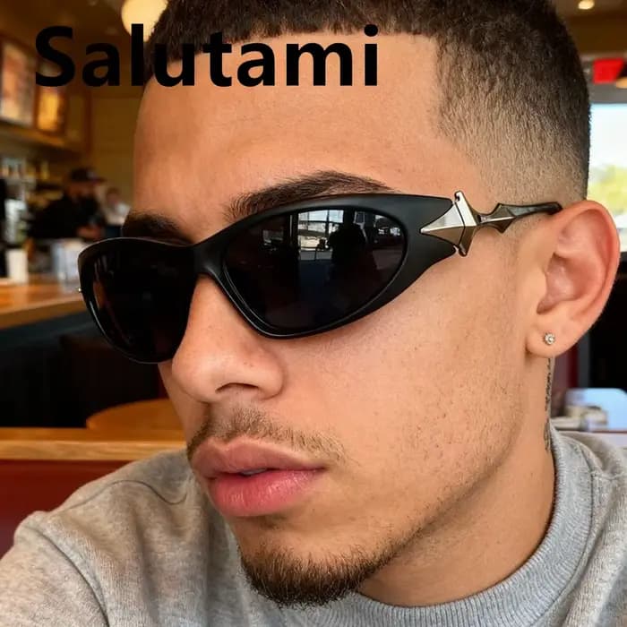 Lunettes de soleil Vintage en alliage étoile jambe Y2K pour hommes