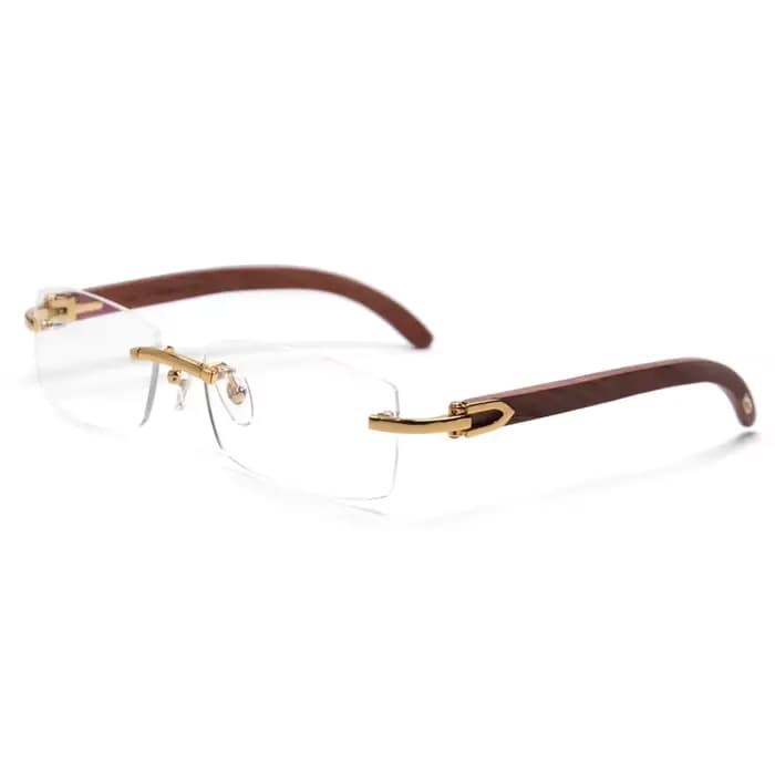 Monture de lunettes sans monture en bois pour hommes