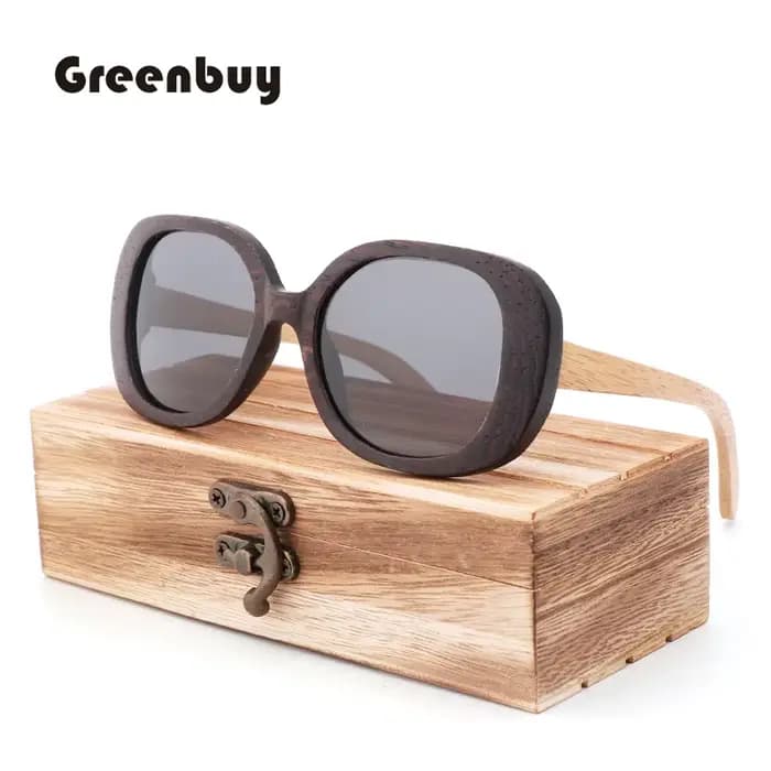 Lunettes de soleil en bois Bahua polarisées UV400 pour femmes et hommes
