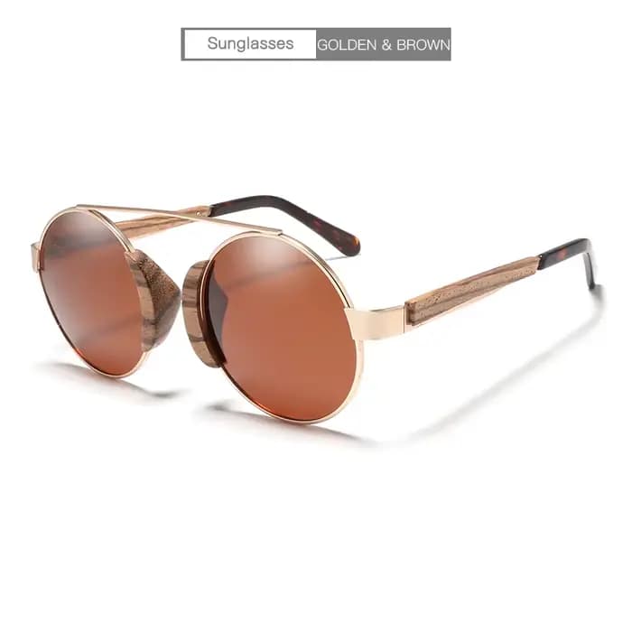 Lunettes de soleil rondes en bambou pour hommes et femmes