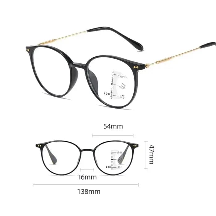 Lunettes de presbytie multifocales à monture ronde pour femmes