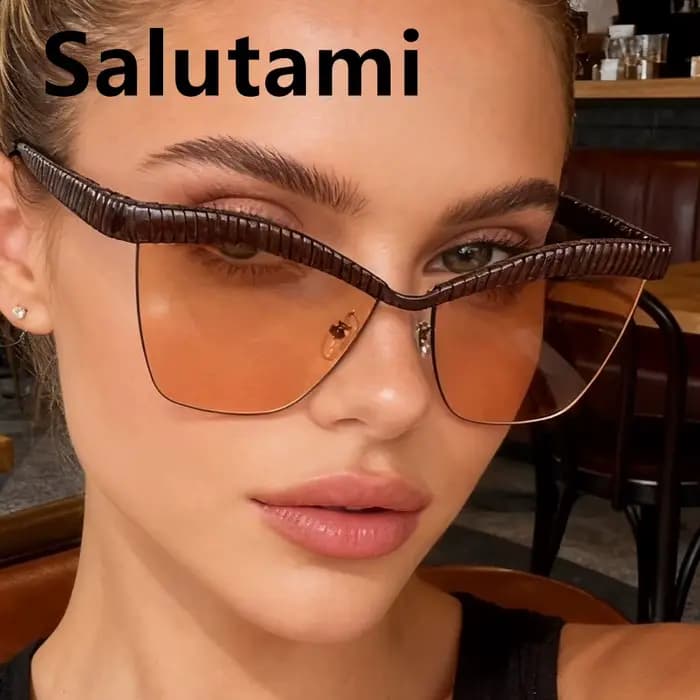 Lunettes de soleil œil de chat demi-cerclées uniques pour femmes