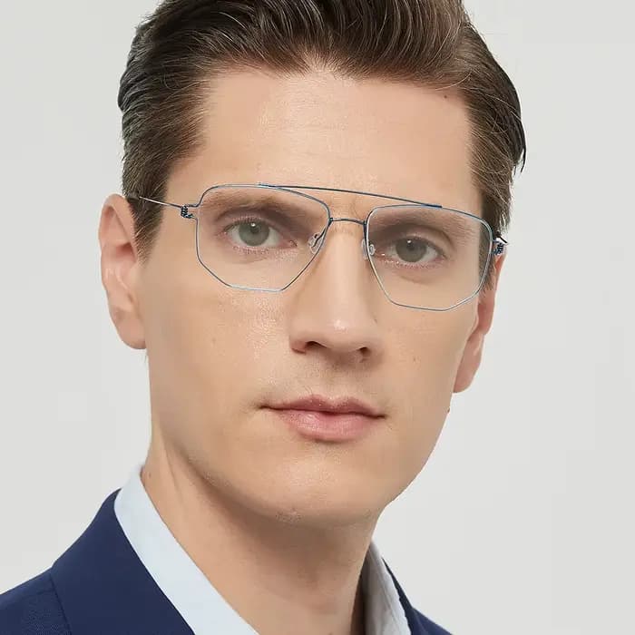 Danemark marque hommes lunettes carrées cadre Double faisceau titane