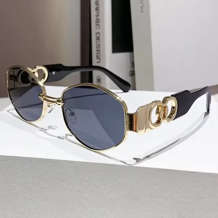 Lunettes de soleil métalliques punk à grande monture
