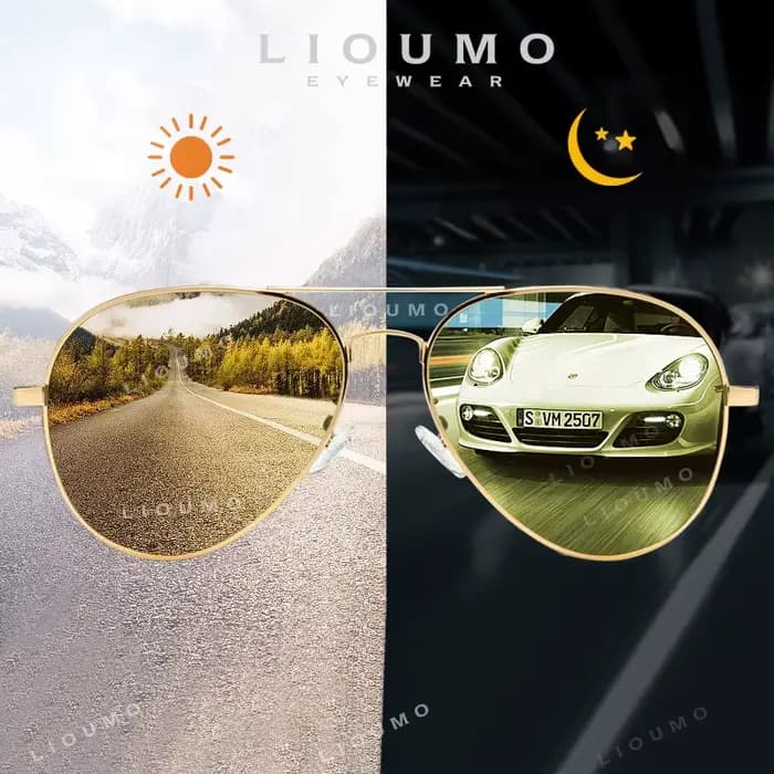Top marque pilote lunettes de soleil photochromiques hommes polarisées jour nuit conduite