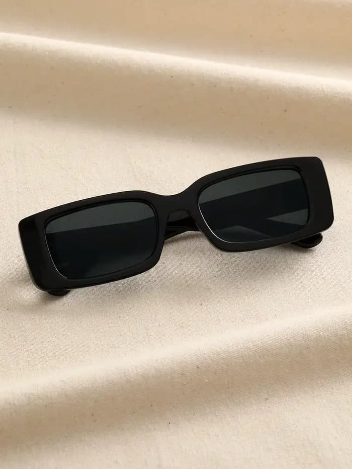 1 paire de lunettes de soleil carrées en plastique noir unisexe