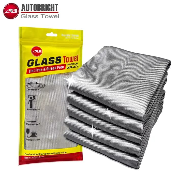 AUTOBRIGHT gris 40 cm x 40 cm 400GSM serviette de nettoyage de verre de haute qualité pour voitures ustensiles de cuisine fenêtres intérieures tissus électroniques