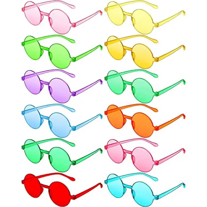 ChimOcean-Lunettes de soleil circulaires colorées pour les fêtes de bonbons