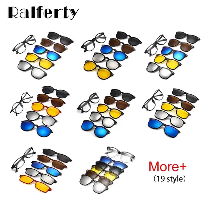 Ralferty aimant lunettes de soleil hommes femmes 2025 marque de luxe mâle polarisé UV400 haute qualité 5 en 1 Clip sur