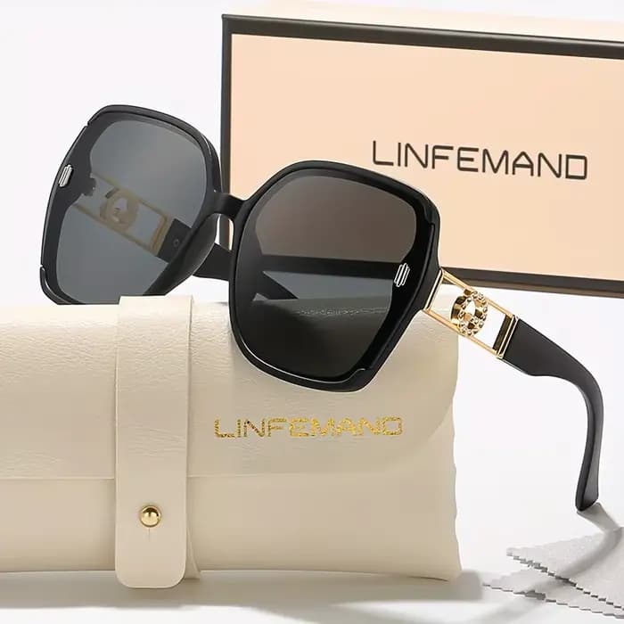 LINFEMAND Lunettes de mode à monture surdimensionnée avec lentille dégradée
