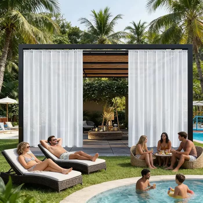 Rideaux d'extérieur, rideaux de terrasse, rideaux extérieurs imperméables, rideaux occultants en gaze, rideaux pare-soleil, rideaux de décoration intérieure